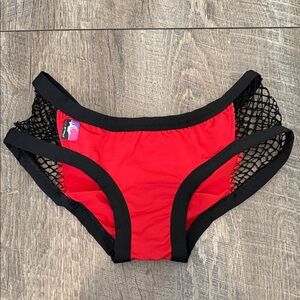 Red and Black Mesh Bad Kitty Pole Fit bottoms